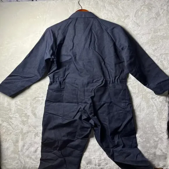 VTG Sears Toughskins Coveralls Men's 42S Blue Denim Deadstock Mechanic Workwear